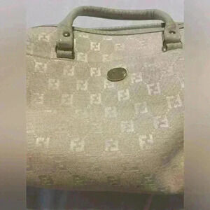 Vintage canvas handbag cream color